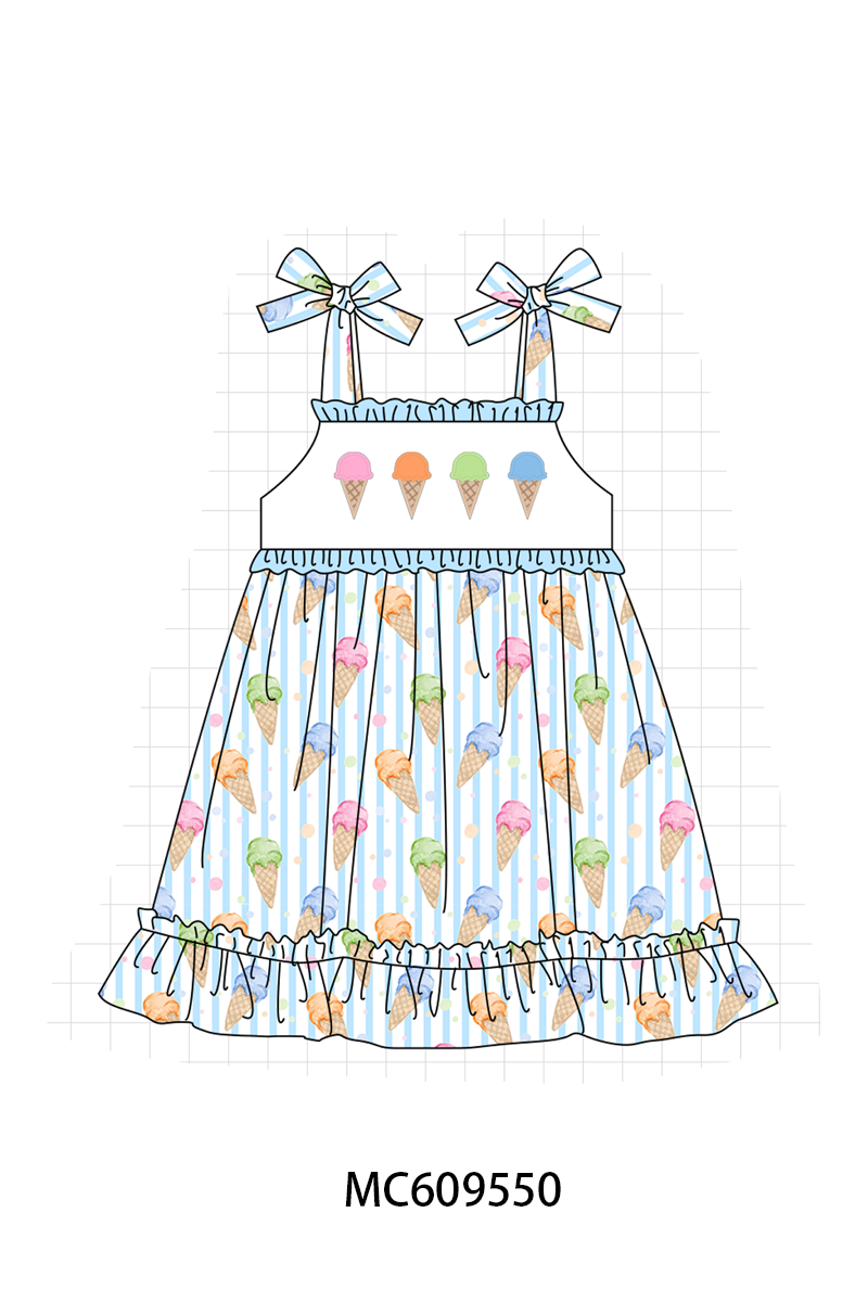 ETA MARCH 2026-po104 Blue ice cream embroidery stripe collection