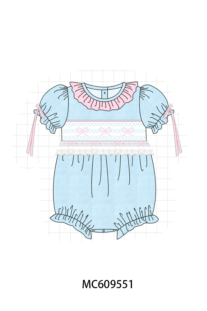 ETA MARCH 2026-po104 Blue bow smocked ruffle collection