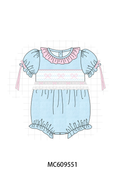 ETA MARCH 2026-po104 Blue bow smocked ruffle collection