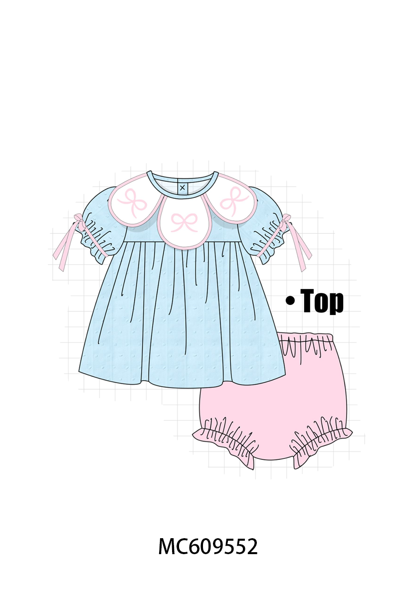 ETA MARCH 2026-po104 Blue bow smocked ruffle collection