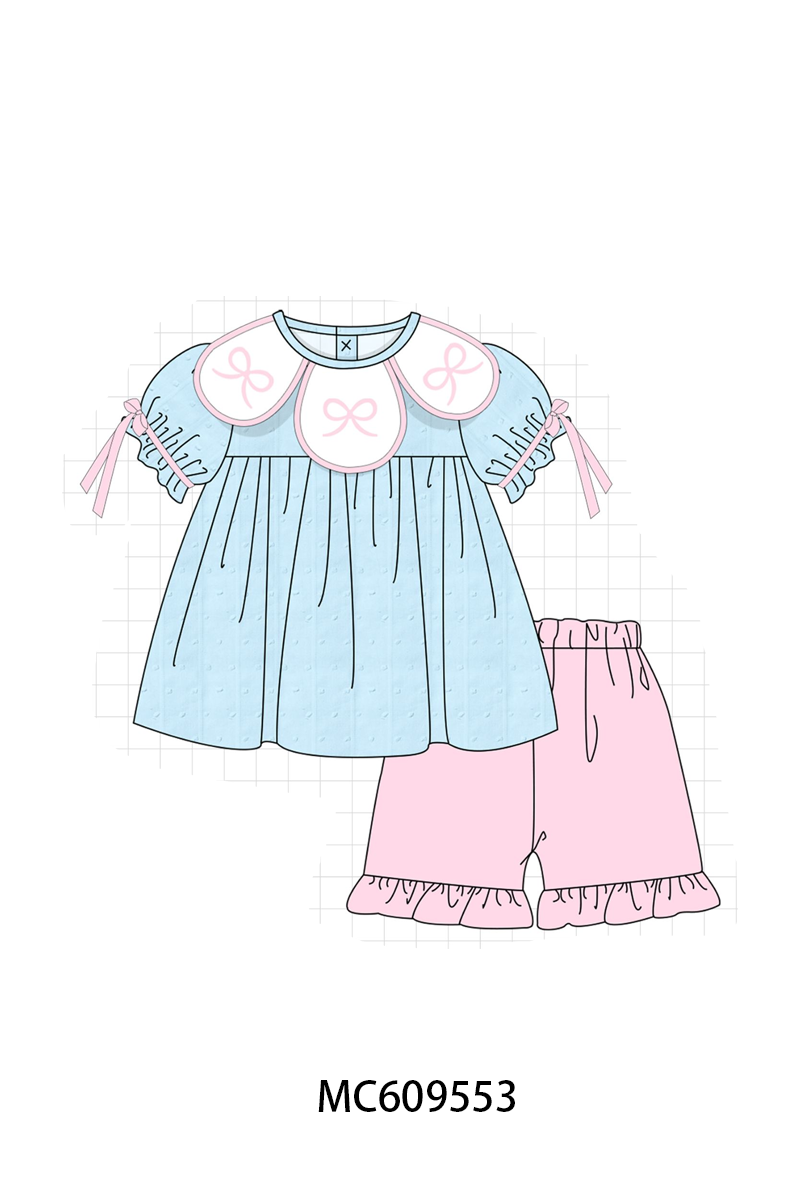 ETA MARCH 2026-po104 Blue bow smocked ruffle collection
