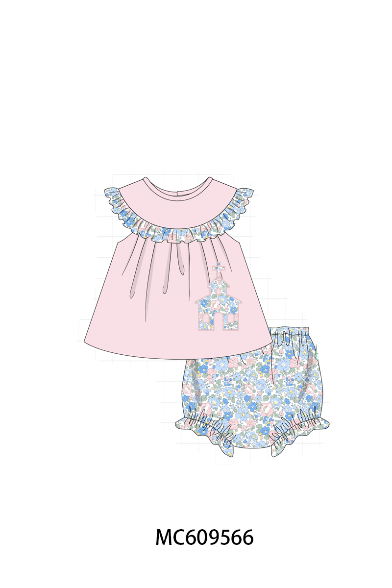 ETA MARCH 2026-po104 Pink&green castle applique floral collection