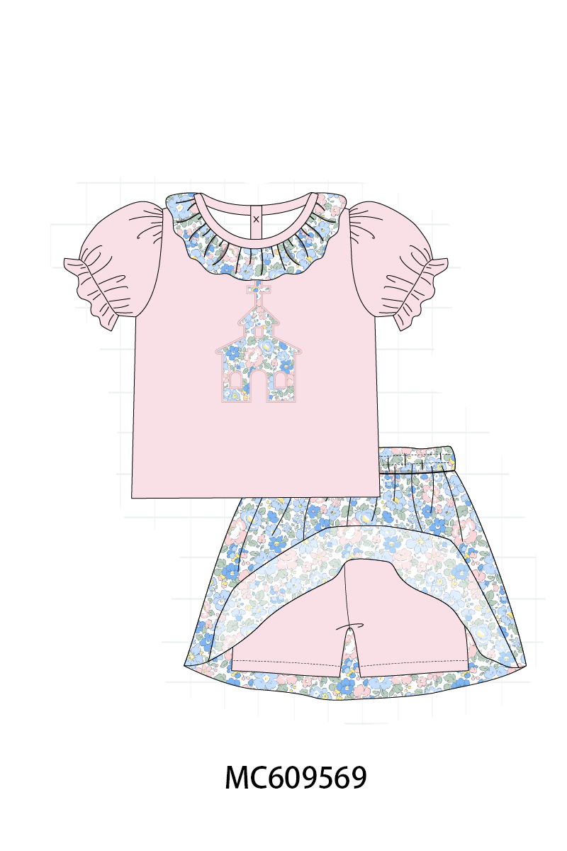 ETA MARCH 2026-po104 Pink&green castle applique floral collection