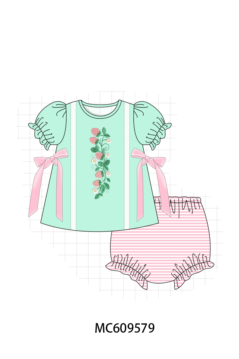 ETA MARCH 2026-po104 Green strawberry embroidery collection