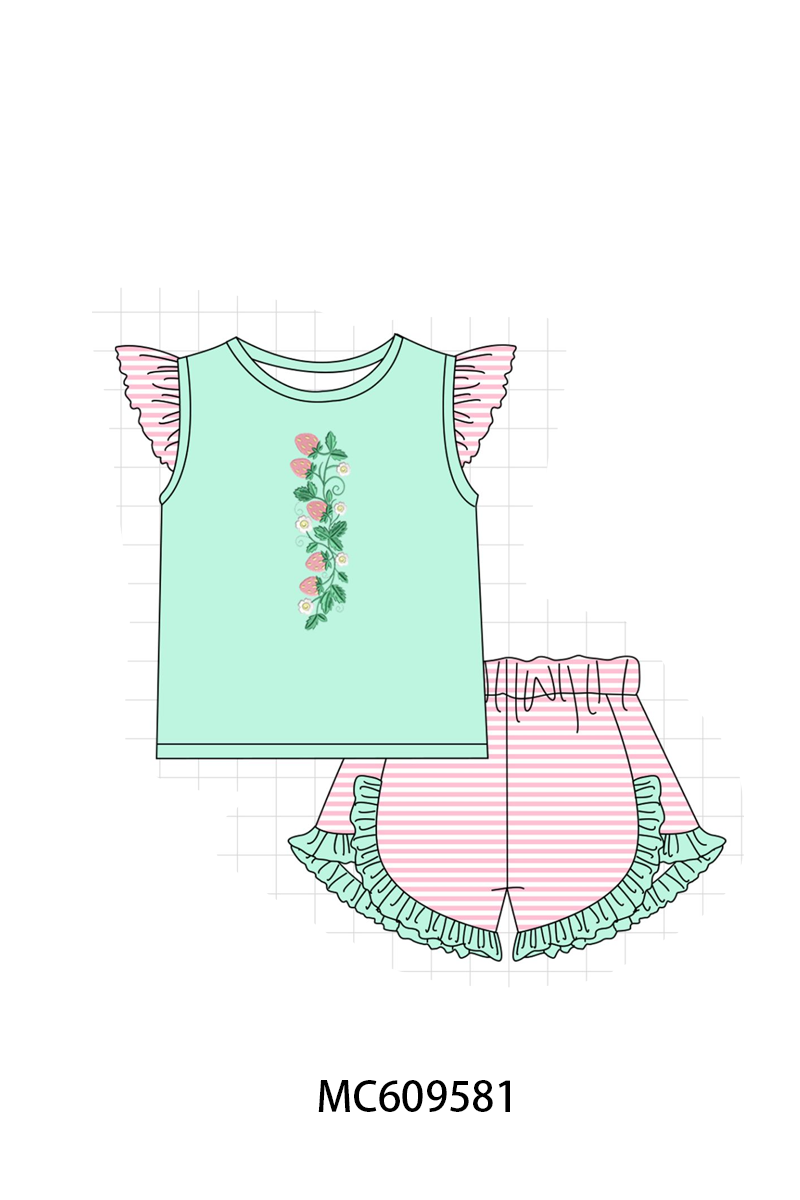 ETA MARCH 2026-po104 Green strawberry embroidery collection
