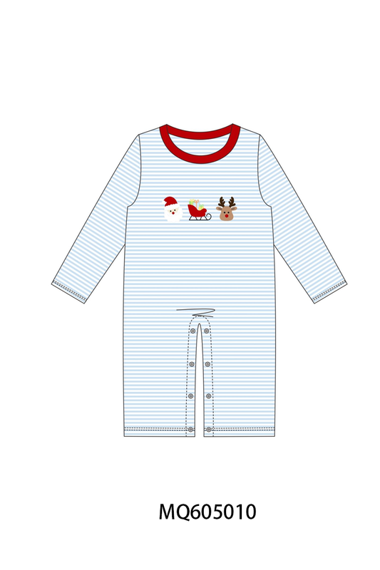 PO91 Blue stripe christmas santa reindeer embroidery collection - ETA early November to LC