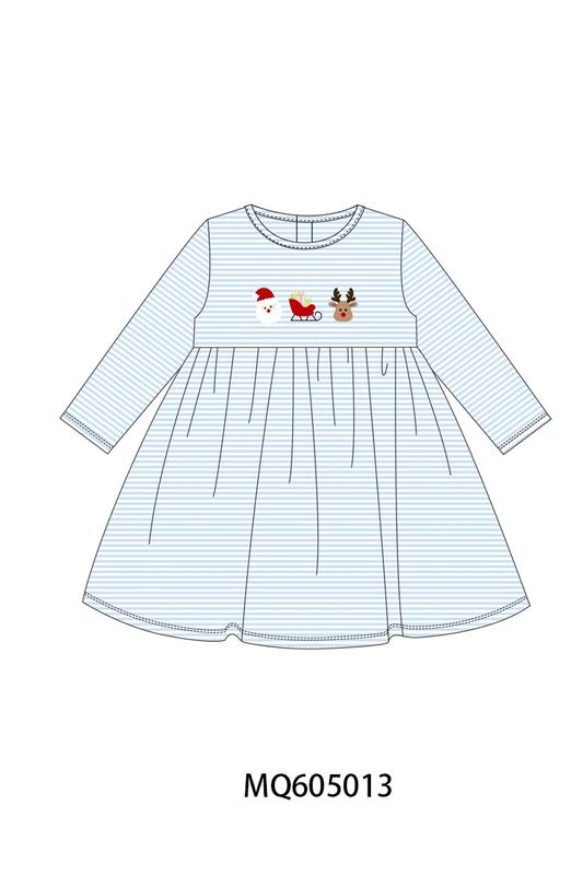 PO91 Blue stripe christmas santa reindeer embroidery collection - ETA early November to LC