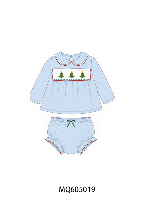 PO91 Blue christmas tree embroidery collection - ETA early November to LC