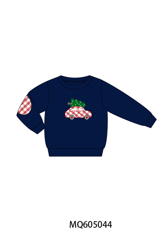 PO91 Navy christmas tree car embroidery collection - ETA early November to LC