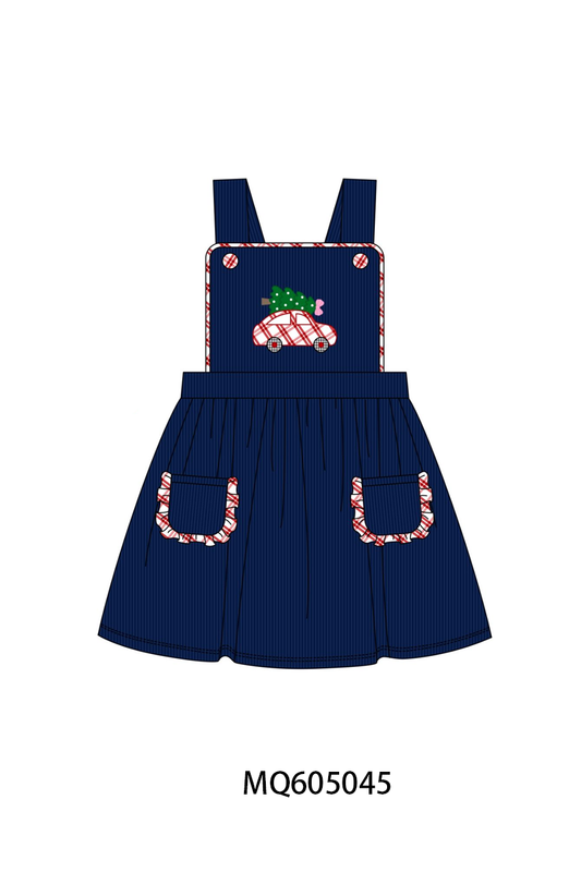 PO91 Navy christmas tree car embroidery collection - ETA early November to LC