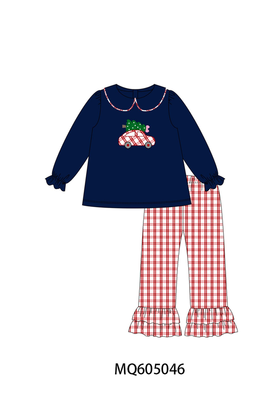 PO91 Navy christmas tree car embroidery collection - ETA early November to LC