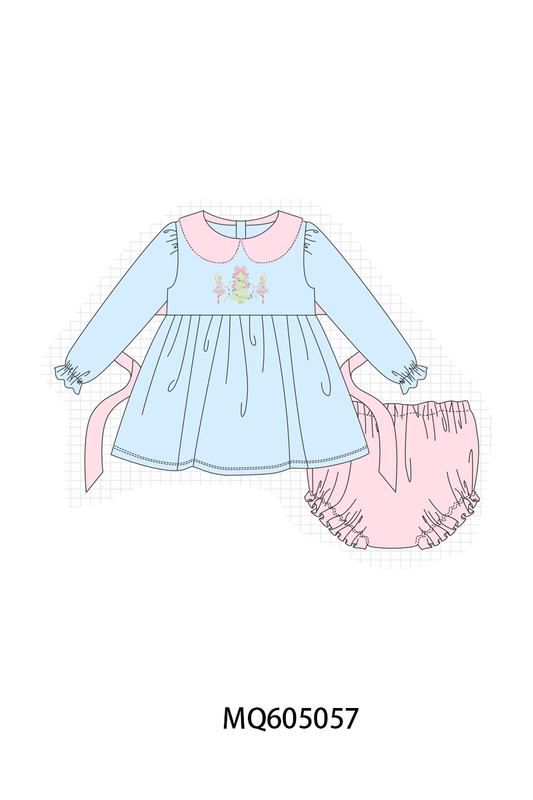 PO91 Blue christmas tree ballet embroidery collection - ETA early November to LC