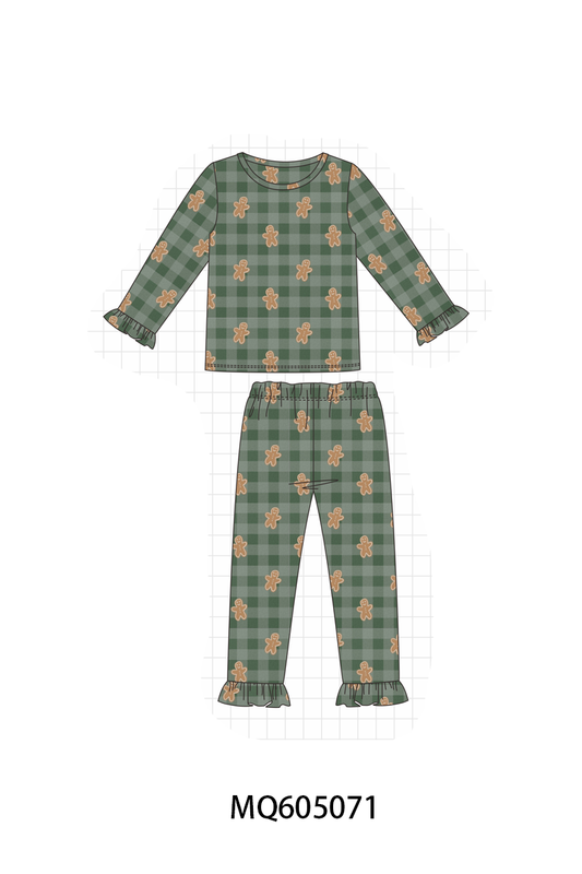 PO91 Green christmas gingerbread print bamboo collection - ETA early November to LC