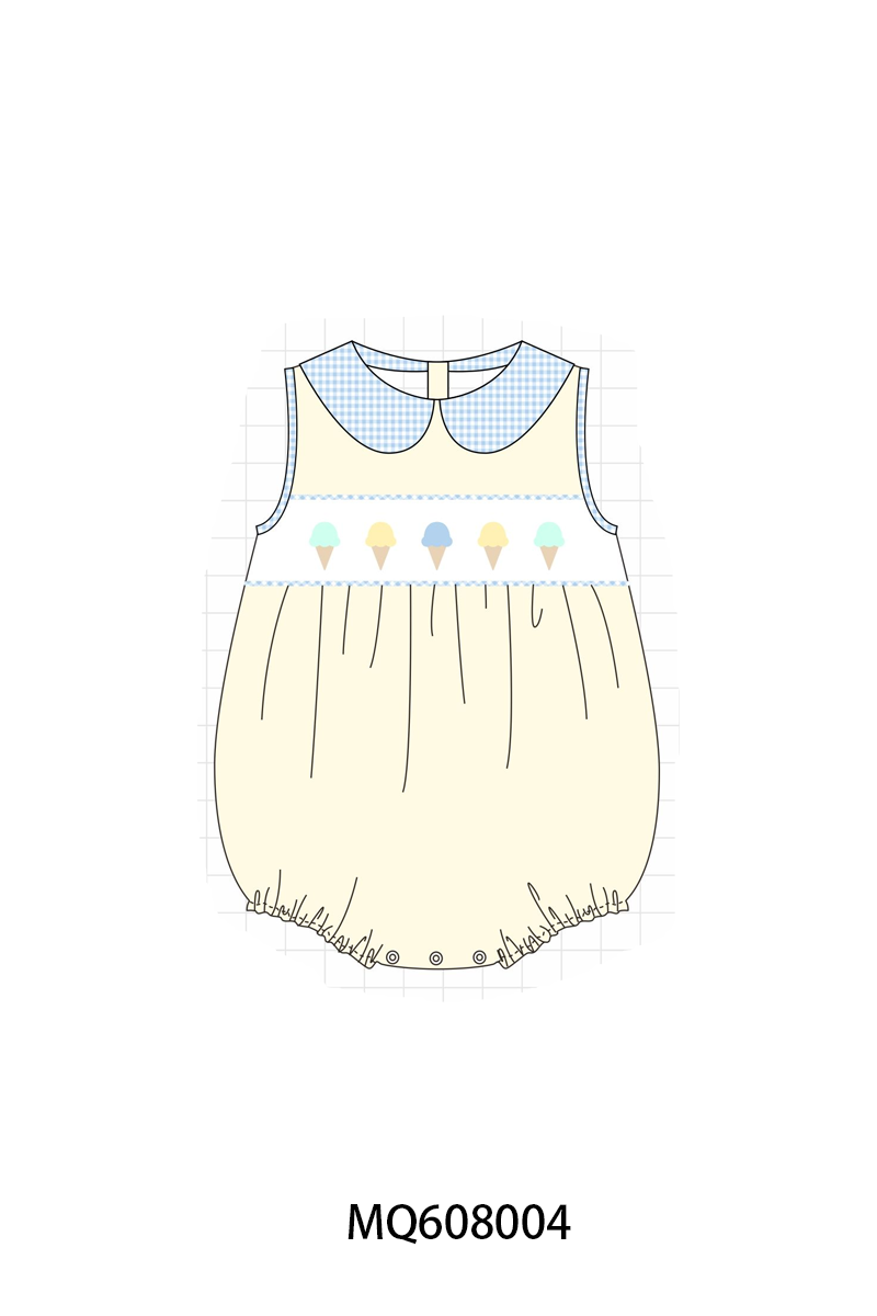 ETA MARCH 2026-po103 Cream ice cream embroidery gingham collection