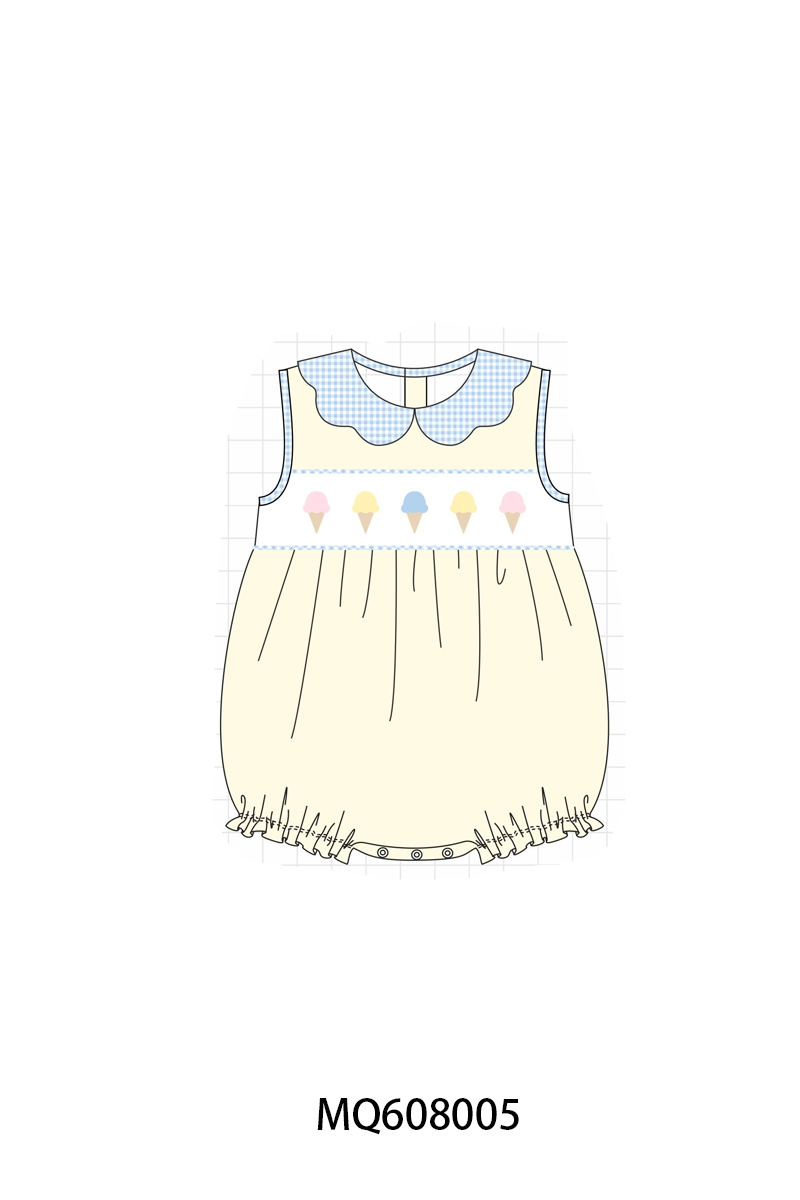 ETA MARCH 2026-po103 Cream ice cream embroidery gingham collection