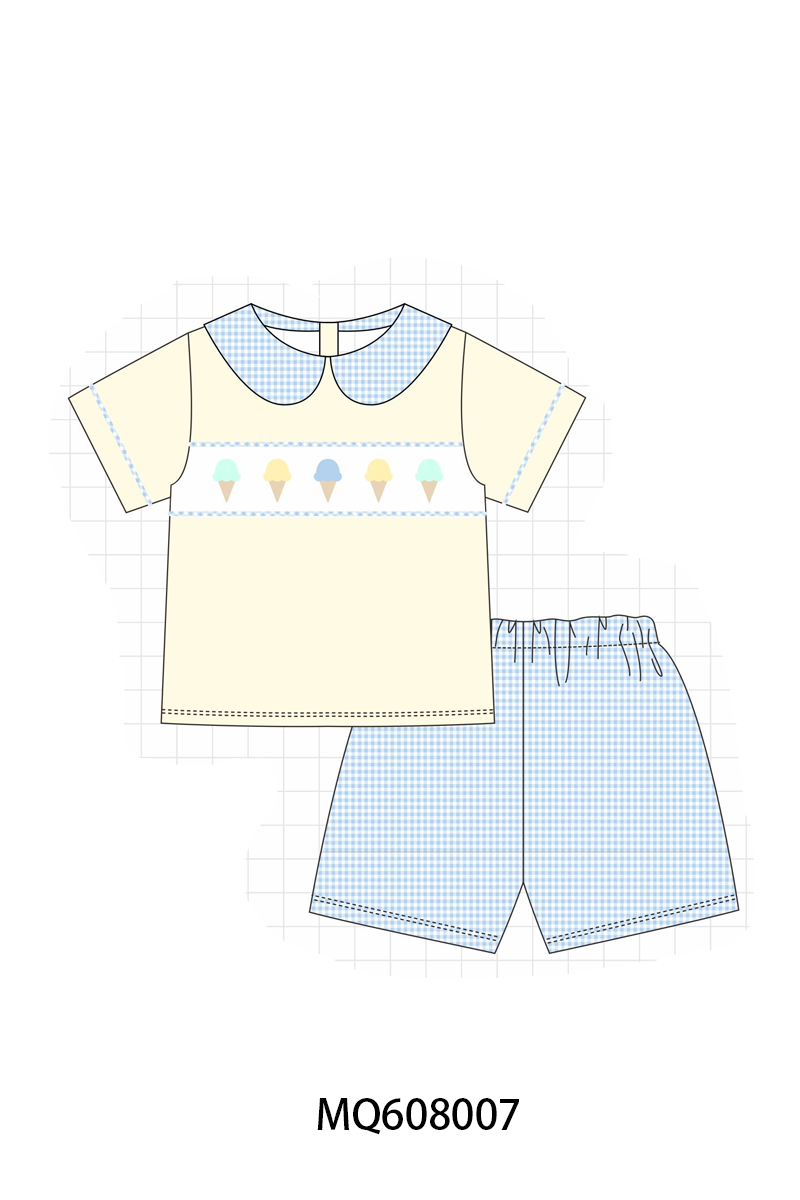 ETA MARCH 2026-po103 Cream ice cream embroidery gingham collection