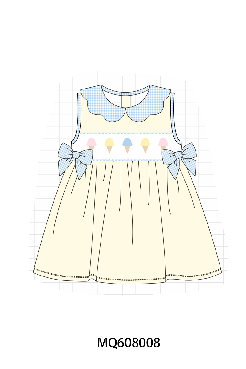 ETA MARCH 2026-po103 Cream ice cream embroidery gingham collection