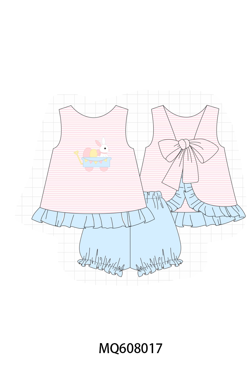 ETA MARCH 2026-po103 Pink&blue easter bunny egg applique stripe collection