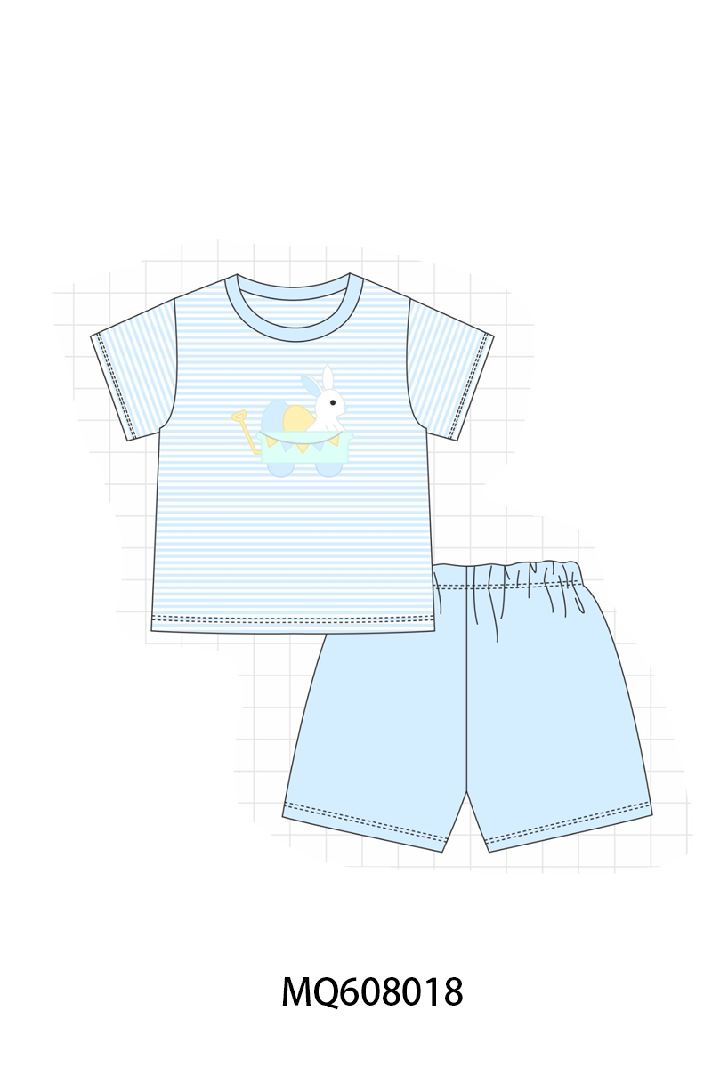 ETA MARCH 2026-po103 Pink&blue easter bunny egg applique stripe collection