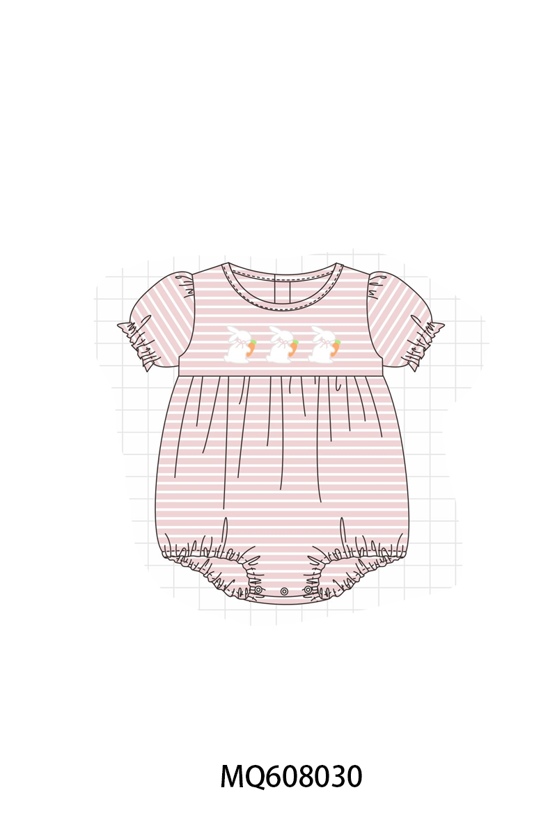 ETA MARCH 2026-po103 Pink&blue stripe easter bunny carrot embroidery collection