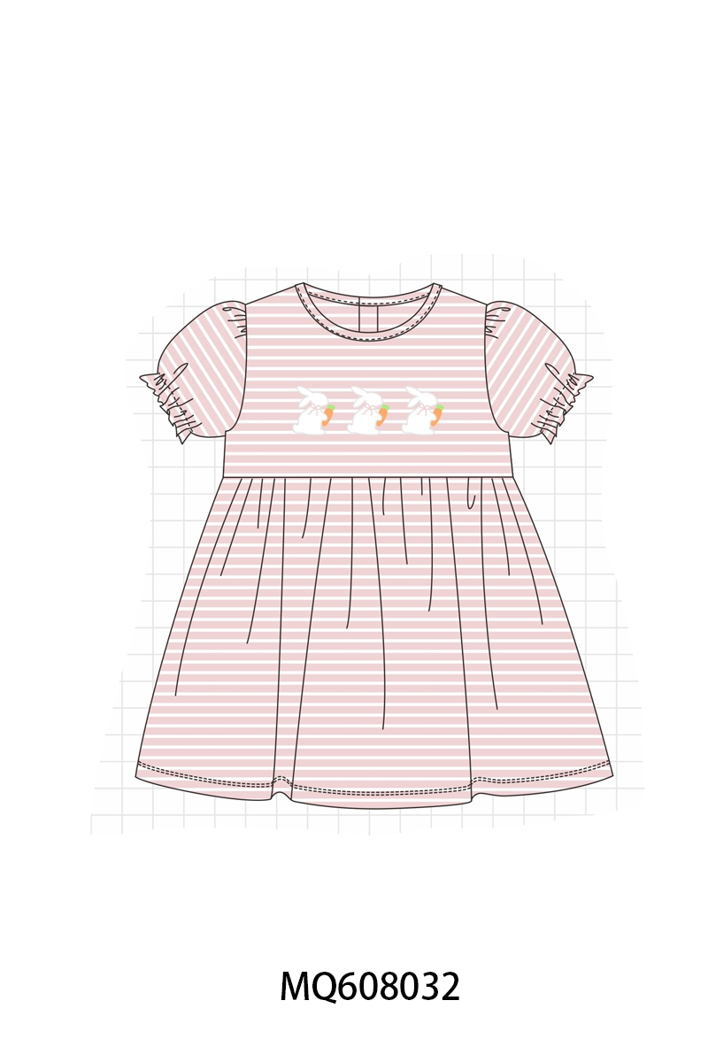 ETA MARCH 2026-po103 Pink&blue stripe easter bunny carrot embroidery collection