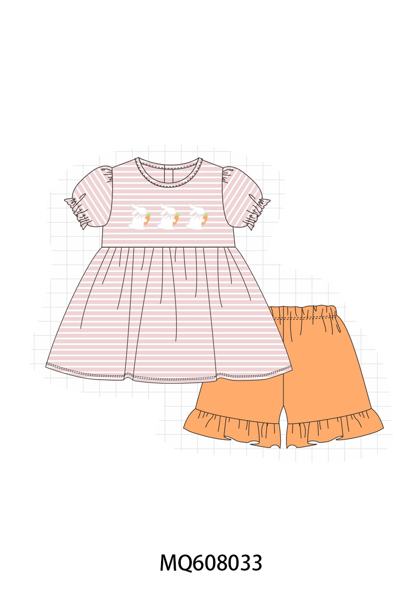 ETA MARCH 2026-po103 Pink&blue stripe easter bunny carrot embroidery collection