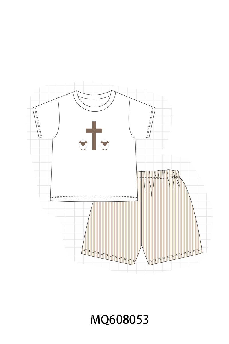 ETA MARCH 2026-po103 Khaki cross sheep embroidery stripe collection
