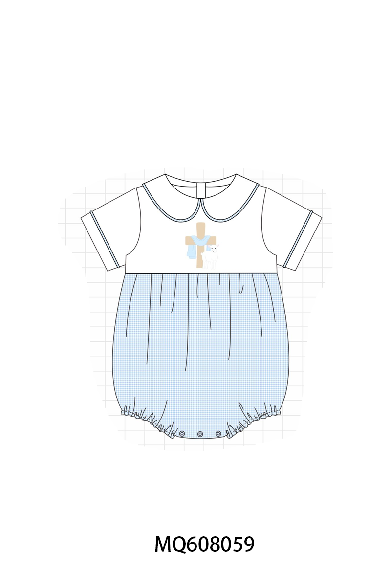 ETA MARCH 2026-po103 Blue easter cross lamb embroidery collection