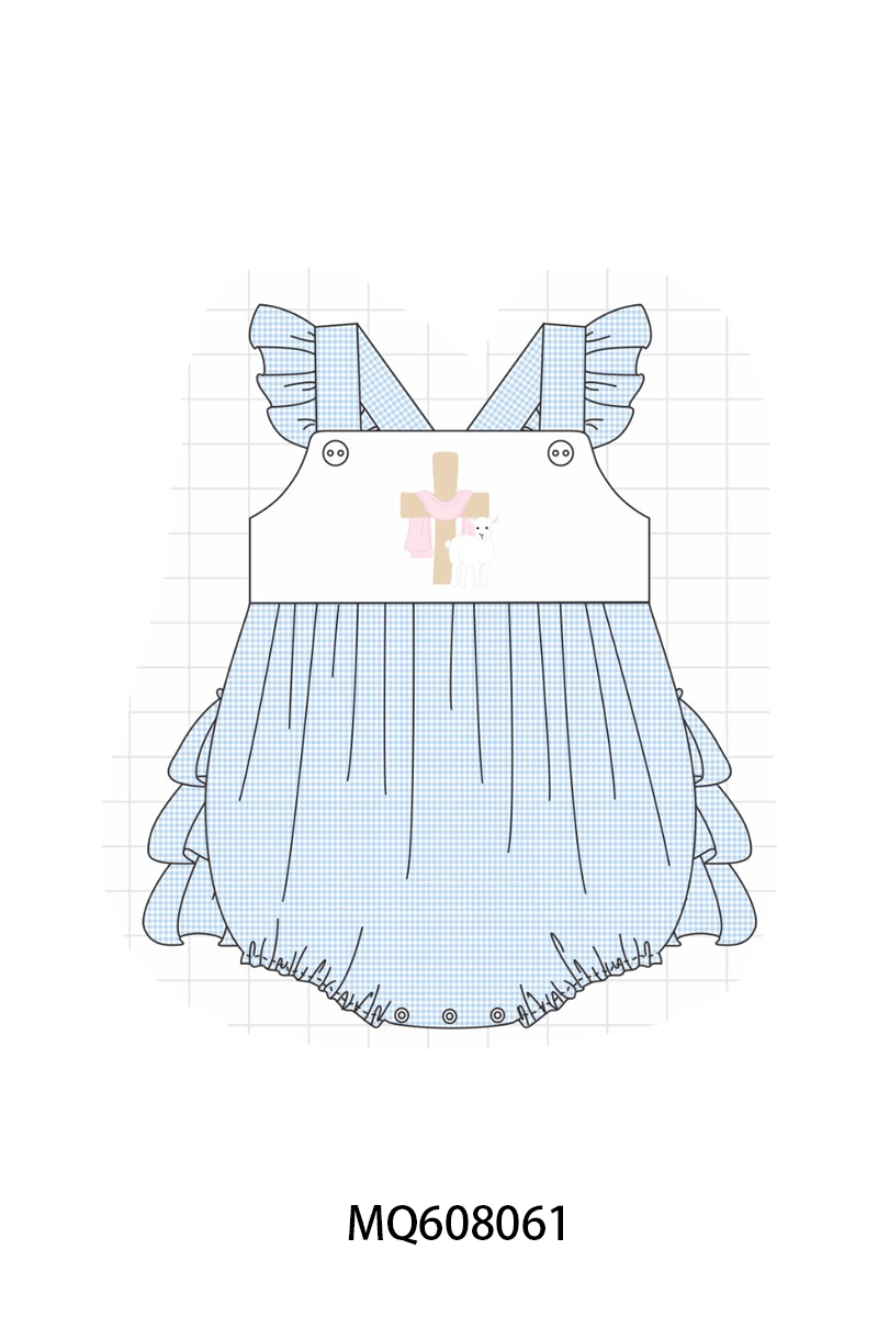 ETA MARCH 2026-po103 Blue easter cross lamb embroidery collection
