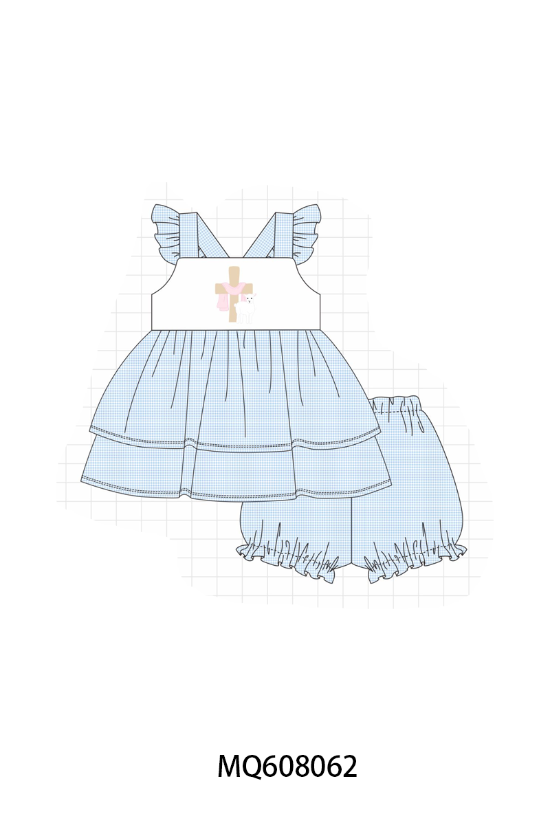 ETA MARCH 2026-po103 Blue easter cross lamb embroidery collection