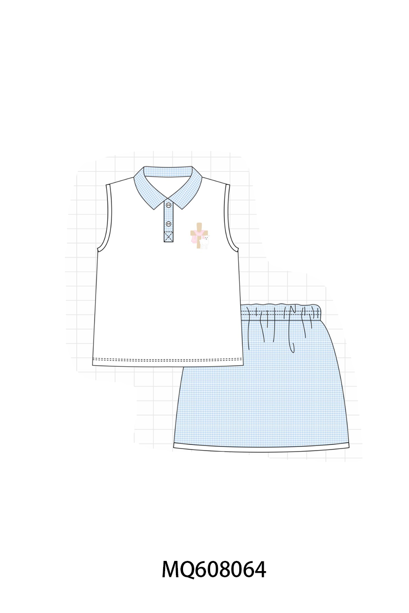 ETA MARCH 2026-po103 Blue easter cross lamb embroidery collection