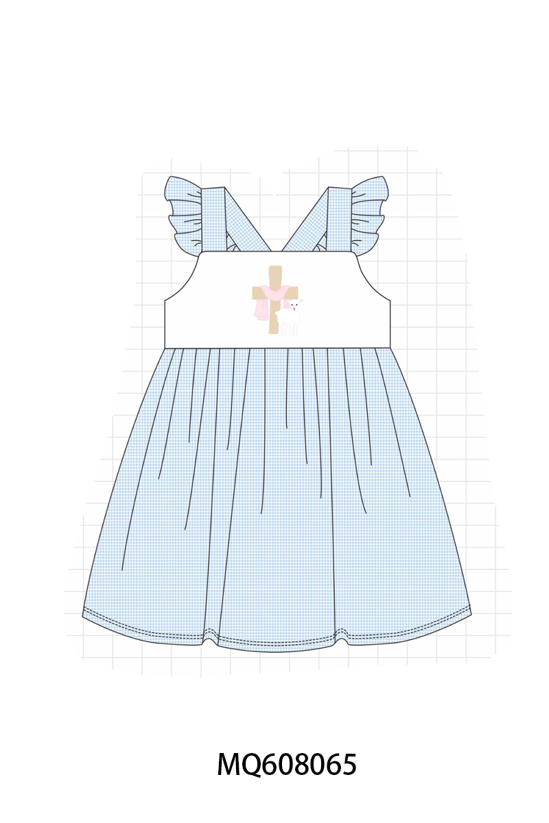 ETA MARCH 2026-po103 Blue easter cross lamb embroidery collection