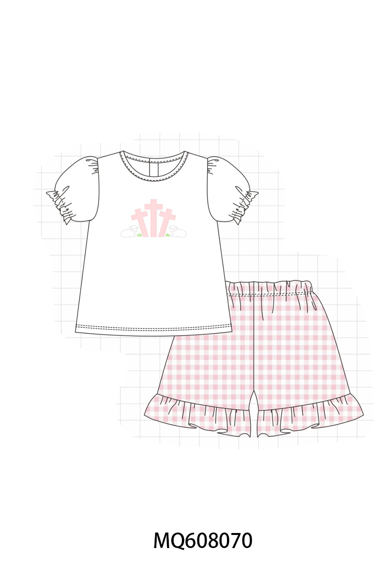 ETA MARCH 2026-po103 Pink&blue gingham cross sheep collection