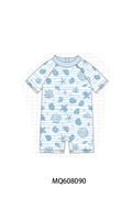 ETA MARCH 2026-po103 Blue marine creatrue print boy swimsuit
