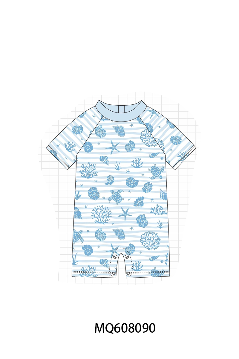 ETA MARCH 2026-po103 Blue marine creatrue print boy swimsuit
