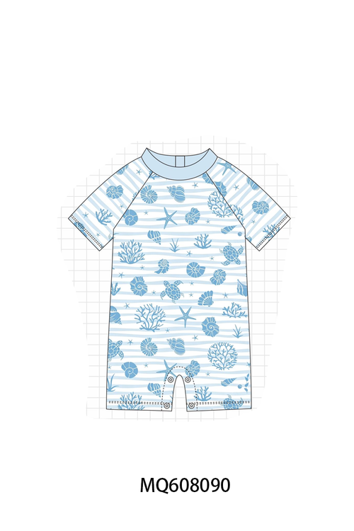 ETA MARCH 2026-po103 Blue marine creatrue print boy swimsuit