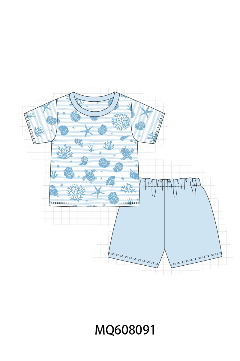 ETA MARCH 2026-po103 Blue marine creatrue print boy swimsuit