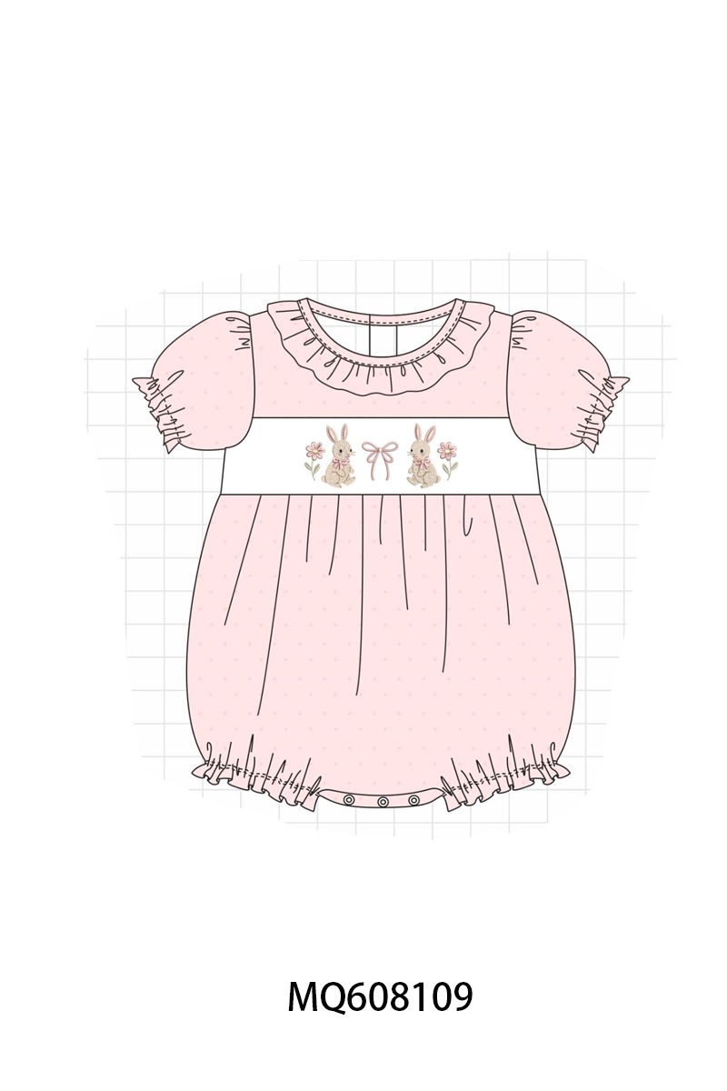 ETA MARCH 2026-po103 Pink bunny bow floral embroidery dot collection