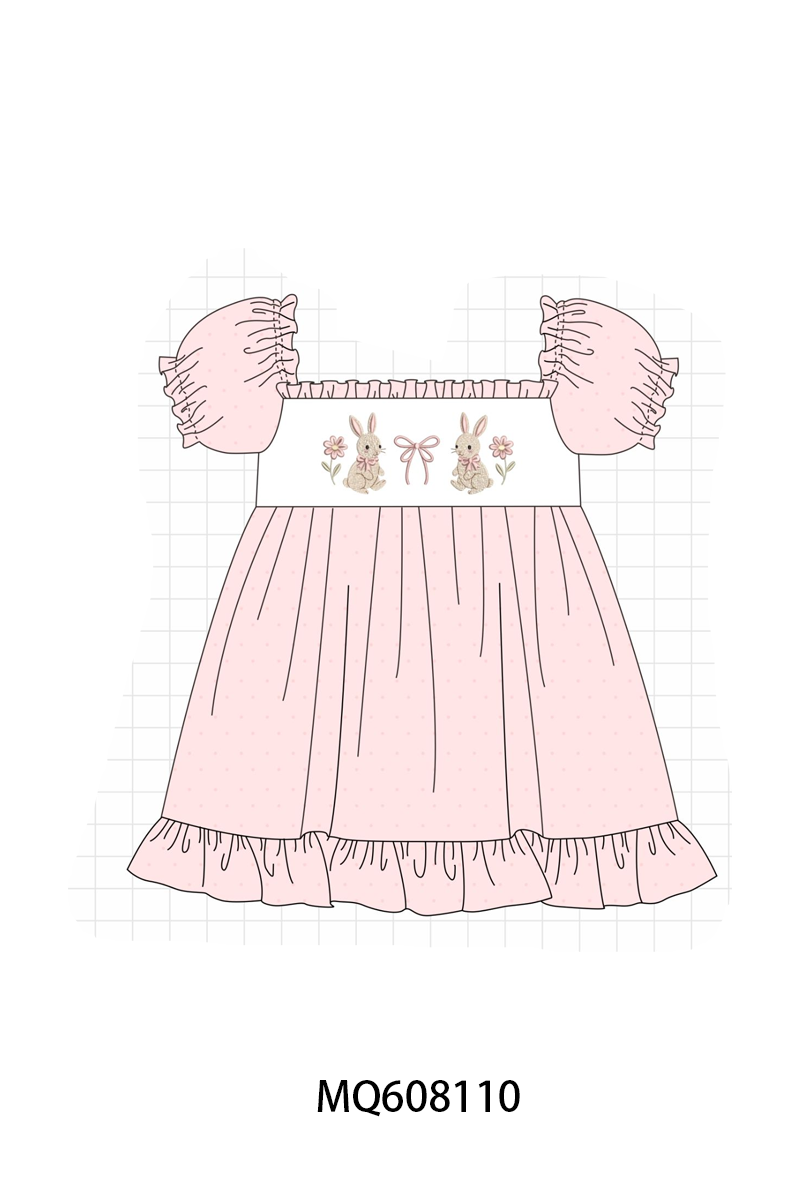 ETA MARCH 2026-po103 Pink bunny bow floral embroidery dot collection