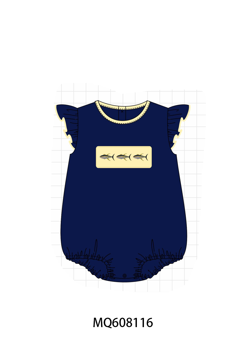 ETA MARCH 2026-po103 Navy fish embroidery collection