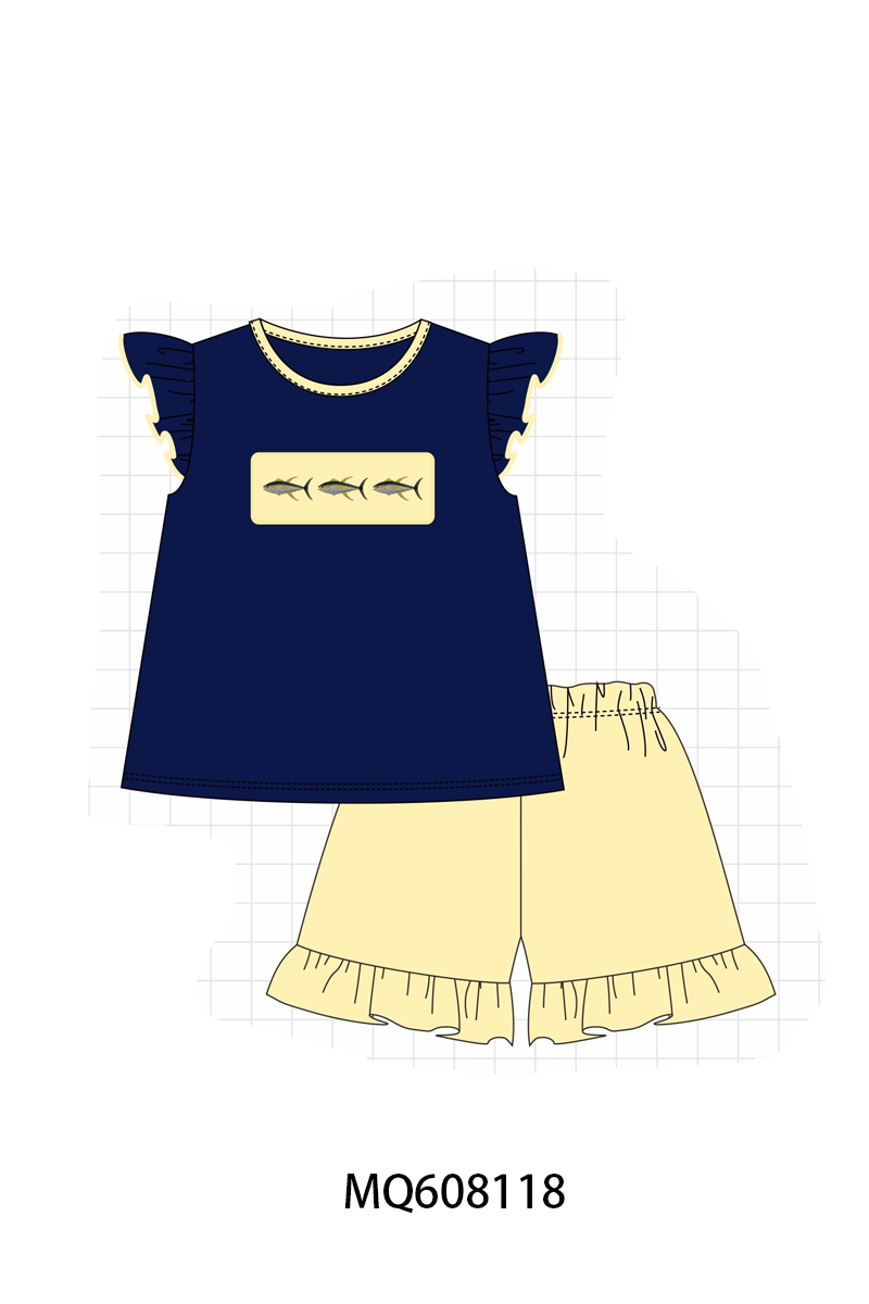ETA MARCH 2026-po103 Navy fish embroidery collection