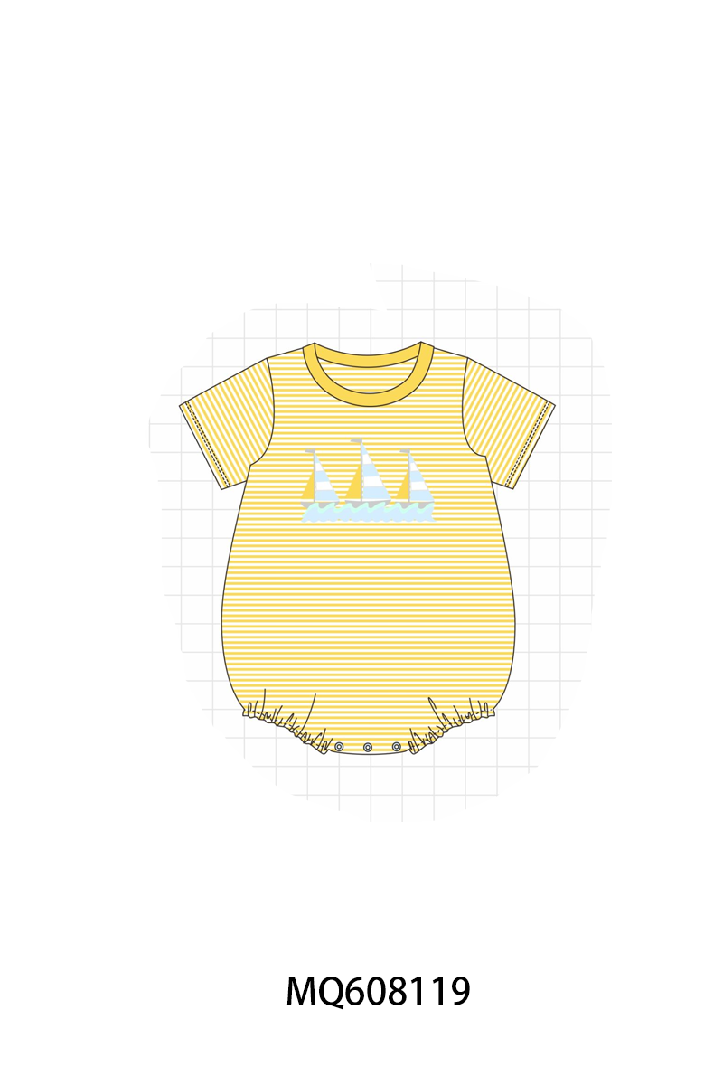 ETA MARCH 2026-po103 Mustard sailboat embroidery stripe collection