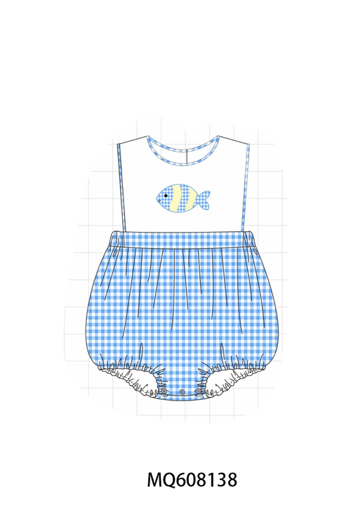 ETA MARCH 2026-po103 Blue gingham fish embroidery ruffle collection