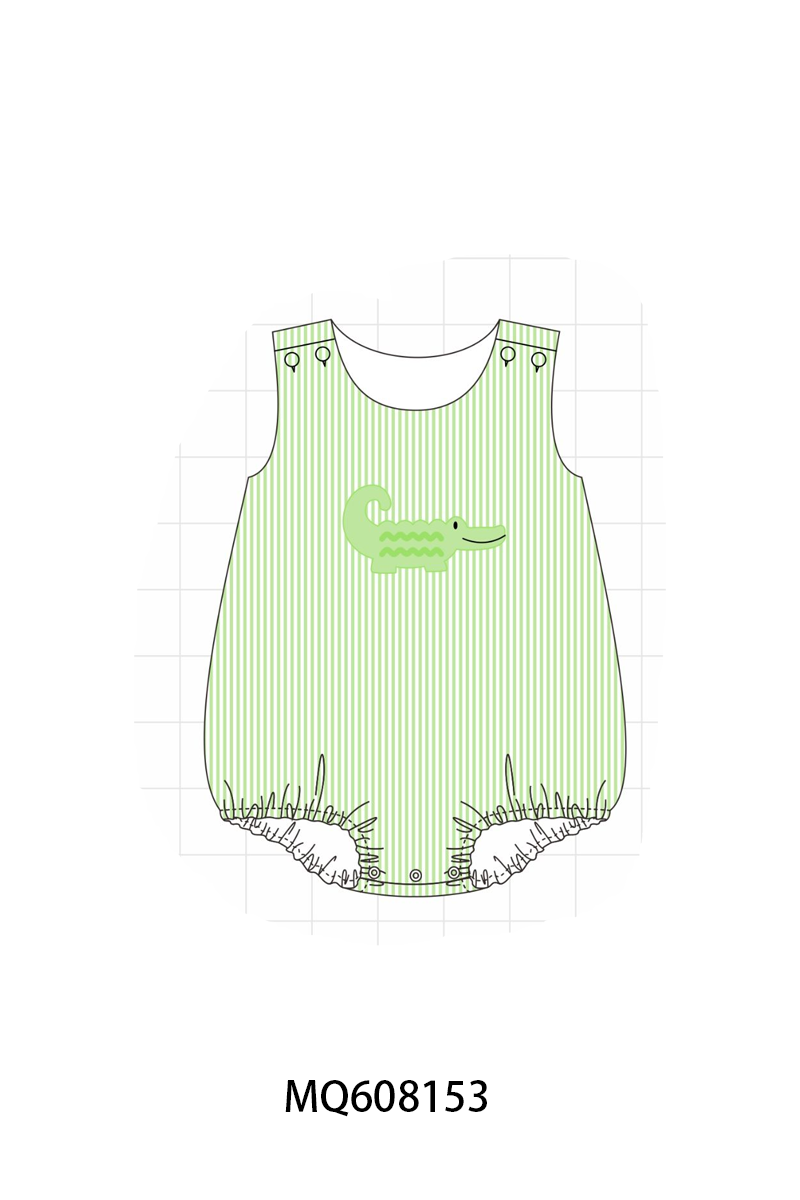 ETA MARCH 2026-po103 Green seersucker crocodile embroidery collection