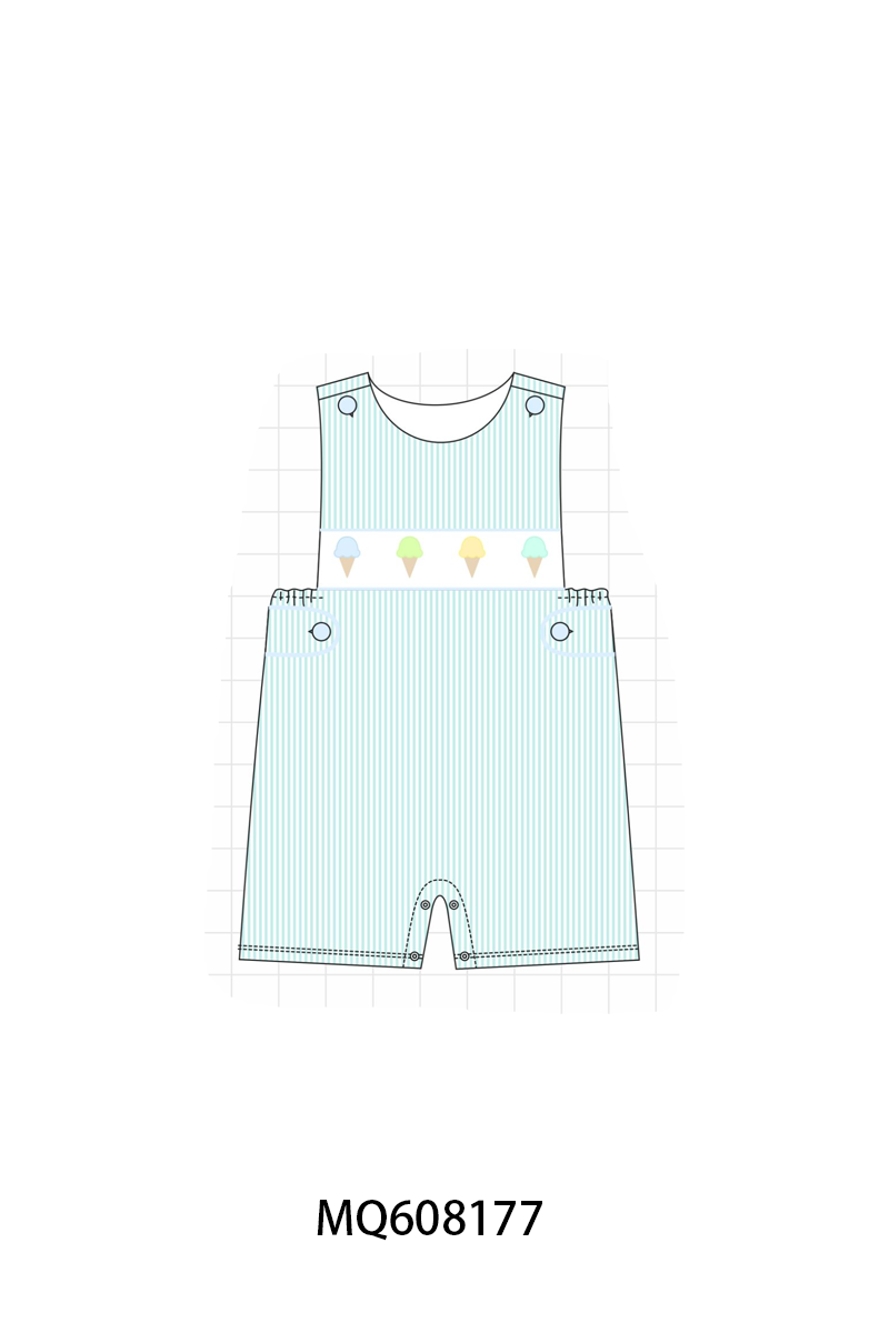 ETA MARCH 2026-po103 Pink&mint seersucker ice cream embroidery collection