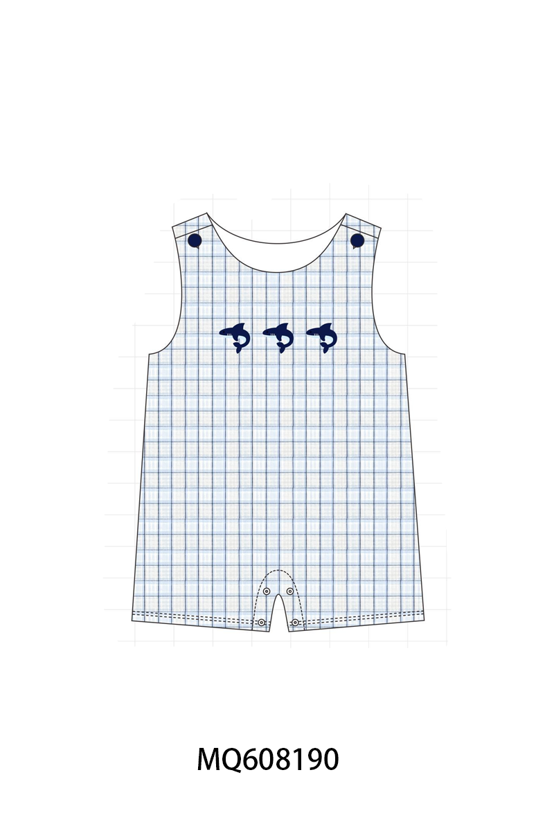ETA MARCH 2026-po103 Navy shark embroidery plaid collection