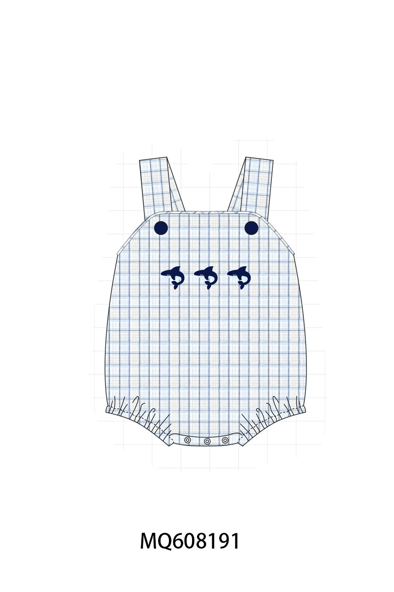 ETA MARCH 2026-po103 Navy shark embroidery plaid collection