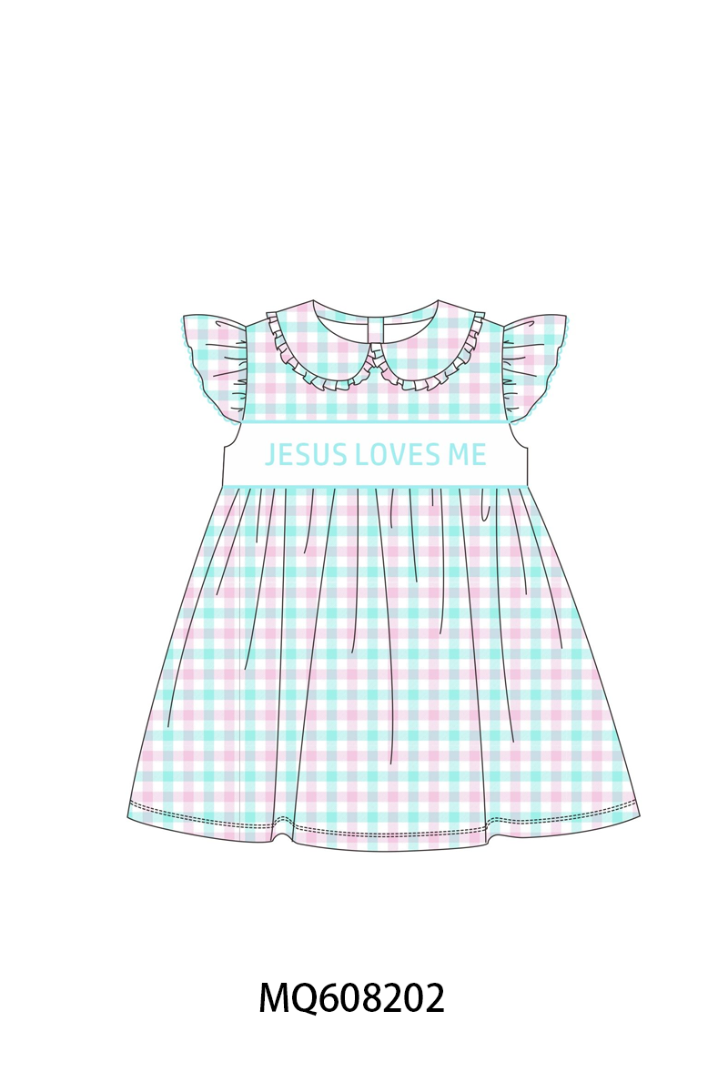 ETA MARCH 2026-po103 Blue jesus loves me embroidery gingham collection