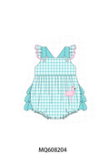 ETA MARCH 2026-po103 Teal flamingo embroidery gingham collection
