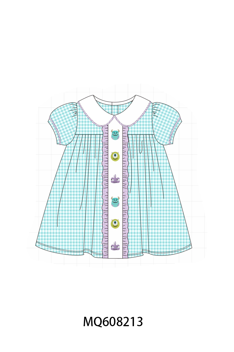 ETA MARCH 2026-po103 Blue gingham monster embroidery collection